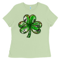 Matcha shamrock with leopard and cowhide Ladies Tee - NancyCooperArtShop