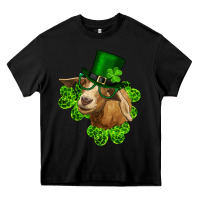 Black st. patrick's day goat clovers and leprechaun hat Heavy Core Tee - RanaPortraitStore