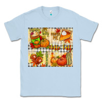 Dusty Blue Hello Fall pumpkins Classic Tee - NancyCooperArtShop