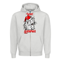 Dove Grey Merry Christmas Cat Zipper Hoodie - SublimationCraftShop