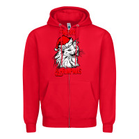 Red Merry Christmas Cat Zipper Hoodie - SublimationCraftShop