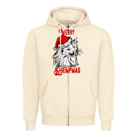 Sandshell Merry Christmas Cat Zipper Hoodie - SublimationCraftShop