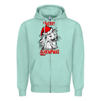Seafoam Merry Christmas Cat Zipper Hoodie - SublimationCraftShop