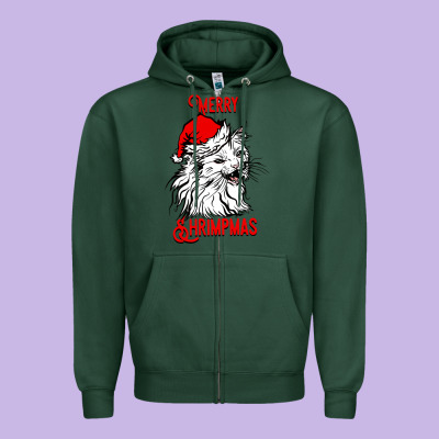 Merry Christmas Cat Zipper Hoodie Designed By Sublimationcraftshop