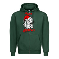Sports Green Merry Christmas Cat Zipper Hoodie - SublimationCraftShop