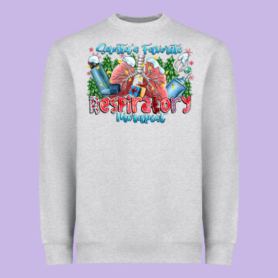 Santa's Favorite Respiratory Therapist Heavyweight Sweatshirt Designed By Cowhidedigitalart