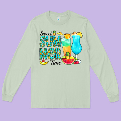 Sweet Summer Time Pineapple Long Sleeve Tee Designed By Cowcowdesign