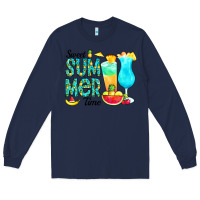 Navy sweet summer time pineapple Long Sleeve Tee - CowCowDesign