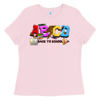 Bubblegum Pink abcd back to school Ladies Tee - NancyCooperArtShop