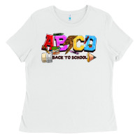 White abcd back to school Ladies Tee - NancyCooperArtShop