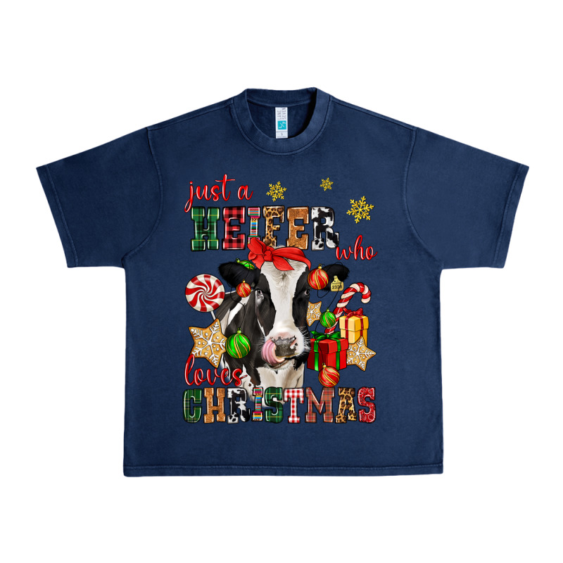 Just A Heifer Who Loves Christmas Cow Urban Heavy Tee by CowGirlArtShop | Teevron