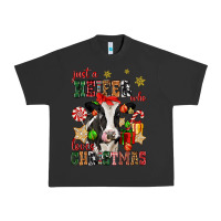 Pigment Black just a heifer who loves christmas cow Urban Heavy Tee - CowGirlArtShop