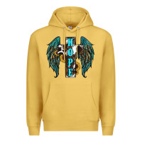 Antique Gold Western Wings Cross Hope Premium Hoodie - RanaPortraitStore
