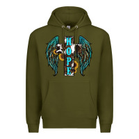 Army Green Western Wings Cross Hope Premium Hoodie - RanaPortraitStore