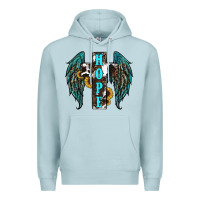 Blue Mist Western Wings Cross Hope Premium Hoodie - RanaPortraitStore