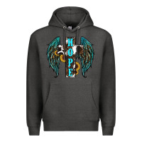 Charcoal Heather Western Wings Cross Hope Premium Hoodie - RanaPortraitStore