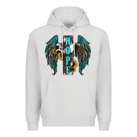 Dove Grey Western Wings Cross Hope Premium Hoodie - RanaPortraitStore