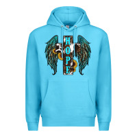 Ocean Blue Western Wings Cross Hope Premium Hoodie - RanaPortraitStore
