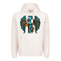 Pale Pink Western Wings Cross Hope Premium Hoodie - RanaPortraitStore