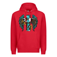 Red Western Wings Cross Hope Premium Hoodie - RanaPortraitStore