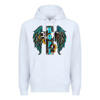 White Western Wings Cross Hope Premium Hoodie - RanaPortraitStore