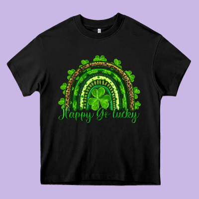 Saint Patricks Day Happy Go Lucky Rainbow Heavy Core Tee Designed By Ranaportraitstore