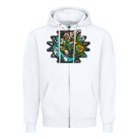 White aztec moon Zipper Hoodie - SublimationCraftShop