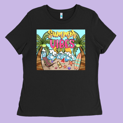 Summer Vibes Ladies Tee Designed By Nancycooperartshop