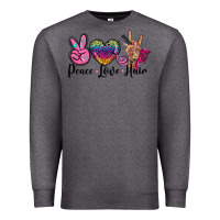 Charcoal Heather peace love hair Premium Sweatshirt - BarkalooDesign