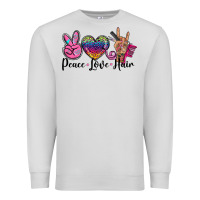 Dove Grey peace love hair Premium Sweatshirt - BarkalooDesign