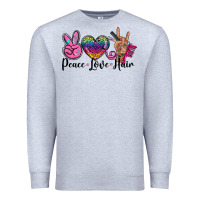 Heather Grey peace love hair Premium Sweatshirt - BarkalooDesign