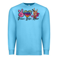 Ocean Blue peace love hair Premium Sweatshirt - BarkalooDesign
