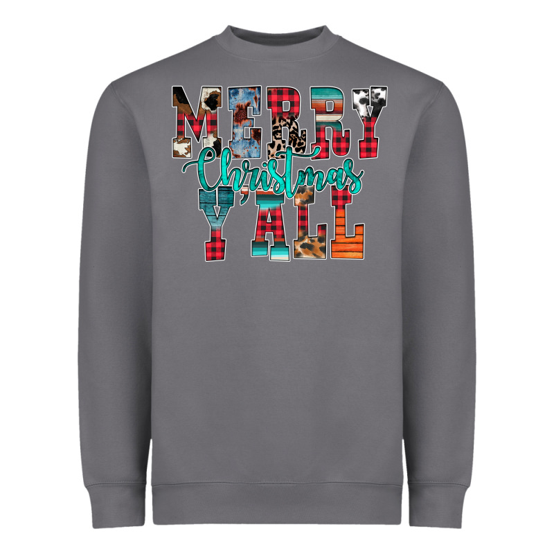 Merry Christmas Y'all Heavyweight Sweatshirt by CowhideDigitalArt | Teevron