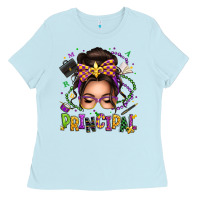 Baby Blue mardi gras principal caucasian messy bun Ladies Tee - texasbilliewilder