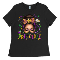 Black mardi gras principal caucasian messy bun Ladies Tee - texasbilliewilder