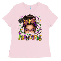 Bubblegum Pink mardi gras principal caucasian messy bun Ladies Tee - texasbilliewilder