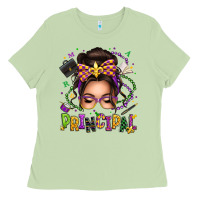 Matcha mardi gras principal caucasian messy bun Ladies Tee - texasbilliewilder