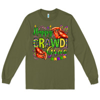 Army Green happy crawdi gras olivia Long Sleeve Tee - OliviaCreatesArt