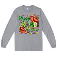 Heather Grey happy crawdi gras olivia Long Sleeve Tee - OliviaCreatesArt