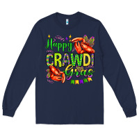 Navy happy crawdi gras olivia Long Sleeve Tee - OliviaCreatesArt