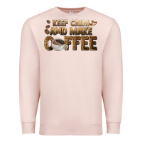 Pale Pink keep calm and make coffee Premium Sweatshirt - BarkalooDesign