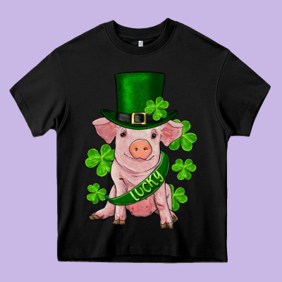 St. Patrick's Day Lucky Baby Pig Heavy Core Tee Designed By Ranaportraitstore