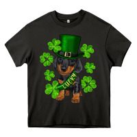 Asphalt st. patrick's day lucky dachshund puppy Heavy Core Tee - RanaPortraitStore