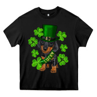 Black st. patrick's day lucky dachshund puppy Heavy Core Tee - RanaPortraitStore