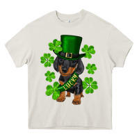 Cream st. patrick's day lucky dachshund puppy Heavy Core Tee - RanaPortraitStore
