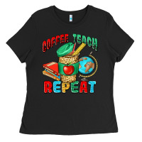 Black coffee teach repeat Ladies Tee - NancyCooperArtShop