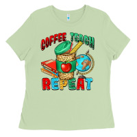 Coffee Teach Repeat Ladies Tee | Teevron