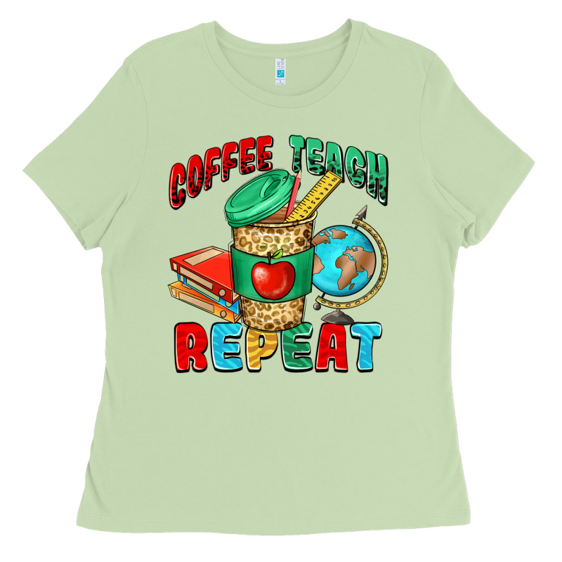 Coffee Teach Repeat Ladies Tee by NancyCooperArtShop | Teevron