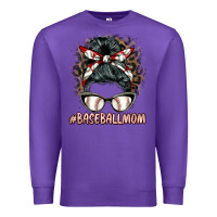Purple baseballmom messy bun Premium Sweatshirt - BarkalooDesign