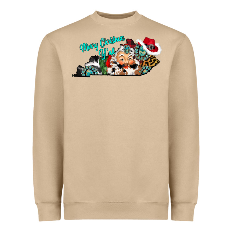 Merry Christmas Y'all Kentucky Heavyweight Sweatshirt by CowhideDigitalArt | Teevron